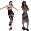 Moda Femenina 2026 Vestido de Tirantes Estampado Vintage Ajustado Nuevo Estilo Europeo y Americano Estilo Ins Vestido de Tirantes