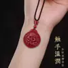 Colgante de Dragón de Cinabrio Natural Amuleto de Arena Dorada Púrpura de Alto Contenido para el Año Zodiacal de Uno, Adecuado para Hombres y Mujeres, Collar para Protección y Seguridad