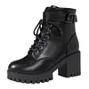 Botas de mujer versátiles vintage, botas Martin de suela gruesa transfronterizas, nuevas de invierno 2026 estilo británico con cordones que aumentan la altura, botines