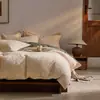Juego de ropa de cama jacquard teñido en hilo de algodón de estilo vintage, juego de cuatro piezas de algodón puro, sábana de cama tejida gruesa, funda de edredón, sábana bajera, grado A para maternidad e infantil