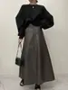En stock: Falda midi ajustada de PU de cintura alta estilo ins de Dongdaemun para mujer, nuevo estilo de otoño 19233