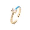 Aogu Nuevo Producto Transfronterizo, Anillo de Moda y Simple Chapado en Oro de 18K con Zircón y Gota de Aceite para Mujer Anillo de Color Macarrón Ins