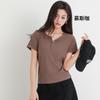 Camiseta Feminina de Manga Curta em Tecido Tencel de Verão Versátil Top Pequeno com Decote em V Camiseta Feminina Casual Slim Fit Tencel para Usar por Baixo para Mulheres