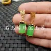 Brincos Marca Edge Maçã Verde Pedra Jade Brincos de Rocha de Quartzo Jade Brincos Quadrados de Jade Brincos de Jade Brincos