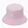 Chapéu de Pescador com Margaridas Bordadas Doces, Chapéu Floral Dupla Face, Chapéu Bucket Fofo com Proteção Solar para Mulheres, Estilo de Luxo Leve para Adultos