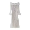 Vestido Za Comércio Exterior Transfronteiriço Roupas Europeias e Americanas Verão Novo Estilo Vestido Francês High-End Um Ombro Vestido Longo