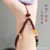 Cadena Original de Alta Concentración de Arena Zijin, Lanyard de Cadena para Teléfono Móvil del Dios de la Riqueza de Cinco Vías, Colgante de Funda para Teléfono Móvil de Ágata Sha Jin, Regalo para Mujer