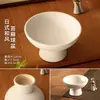 Maceta de cerámica minimalista estilo japonés, adorno de escritorio de alta gama, bola de musgo de bambú, recipiente especial de pie alto para arreglos florales
