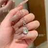 Agência Vermelha Pequena Espuma de Água Jade Fivela Dupla Pingente Cabacinha Prata S925 Incrustado Luxo Leve Colar Cabacinha de Jade Espuma de Água Feminino