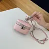 Estilo Ins Simple Portátil Colgante para Cuello Bolsa de Maquillaje para Labiales Bolsa para Auriculares de Cuero Genuino Piel de Vaca de Primera Capa Mini Bolsa Accesorio Colgante