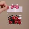 Nuevo Lindo Elástico para el Cabello Rojo de Estrella de Cinco Puntas para Niños con Puntos Blancos y Diseño de Esmalte en Forma de Corazón, Suave con el Cabello