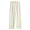 Calça Masculina de Cor Sólida com Caimento Amplo e Perna Larga Estilo Old Money Reta Casual Longa Emagrecedora Simples Fashionável Versátil Calça de Perna Larga