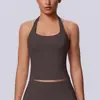 Top Halter Cuadrado Transfronterizo de Nuevo Estilo con Hermoso Diseño en la Espalda, Almohadilla en el Pecho, Alta Elasticidad, Chaleco Largo para Correr, Fitness, Yoga, Chaleco Deportivo sin Costuras