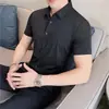 Camisa Blanca de Negocios de Cuello Puntiagudo de Gama Alta Estilo Coreano para Hombre, Ajustada, Moderna, Sin Planchar, para Viajar, Casual, de Manga Larga, de Manga Corta