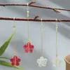 Pendientes largos de estrella de cinco puntas y flor de ciruelo pequeños y exquisitos sin perforación orejera clip para oreja largos colgantes muestran un encanto suave como de hada