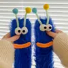Meias Fofas e Divertidas para Mulheres, Outono e Inverno, Forradas com Lã, Espessas, Quentes, Adoráveis Meias de Cano Médio de Lagarta, Meias Antifrio para Chão de Casa