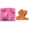 Molde de Silicona para Retrato de Medio Cuerpo con Soporte para Barbilla 3D, Florero Abstracto Humano Nórdico, Molde para Manualidades, Molde para Adorno de Yeso