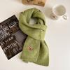 Bufanda de Punto Estilo Coreano con Diseño de Pony para Mujer, Mezcla de Lana, Nueva Colección Otoño-Invierno 2026, Caliente, Hilo Espeso con Calentador de Cuello Bordado Único