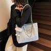 Bolsa de Viaje Transfronteriza para Mujer, Gran Capacidad, Nuevo Modelo 2025, Bolso de Hombro Plateado con Efecto Onda de Agua, Bolsa de Tote para Clase de Estudiante Universitario