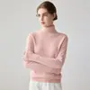 Outono e Inverno 100% Caxemira Pura Tricô Elegante de Gola Alta para Mulheres Textura de Caxemira Macia e Flexível Suéter de Estilo Básico Solto