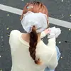 Anel de Cabelo Grande de Rede de Cetim com Pérolas Brancas Estilo Coreano para Mulheres Estilo Preguiçoso de Alta Qualidade Super Grande Acessório de Cabelo Prendedor de Cabelo Novo