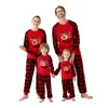 Europa e Estados Unidos transfronteiriços novo conjunto de Natal para família pai-filho pijamas com estampa de desenho animado roupas casuais roupas de casa podem ser projetados