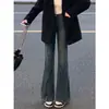 Jeans skinny feminino início da primavera plus size irmã gordinha mm cintura alta modelador calças retas boca de sino