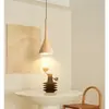 Lámpara de araña pequeña de mesita de noche para dormitorio Estilo Wabi-Sabi Retro Simple Diseñador Restaurante Bar Lámpara de araña Color Nogal Negro