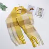 Bufanda de Cuadros Transfronteriza Nueva Estilo Europeo y Americano Bloque de Color para Mujer Bufanda de Punto Suave Cera Cálida Otoño e Invierno Nórdico Cuadros de Color Contrastante