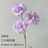 Flor Rosa Simulação Três Cabeças Rosa Diamante Decoração de Casamento Material de Flor Cenário de Parede de Flores Flor Artificial Decoração Macia Bola de Flores Atacado
