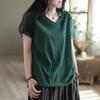 Nuevo estilo de verano de Dopamine, camiseta holgada de manga corta con cuello en V, talla grande, para chica gordita, estilo occidental, antiedad, para mujer