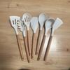 Juego de 12 Utensilios de Cocina de Silicona con Mangos de Madera, Espátula Especial Antiadherente y Juego de Cucharas, Utensilios de Cocina de Silicona Resistentes a Altas Temperaturas