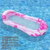 Nuevo Flotador Inflable Transparente Rayado Bicolor Transfronterizo para Entretenimiento en Piscina, Cama Flotante de Malla de PVC Engrosada para Una Persona