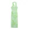 Vestido Midi de Alcinha Sem Mangas Decorado com Tule - Nova Moda Europeia e Americana para Comércio Exterior Feminino