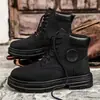 Botas Martin de caña alta nuevas con suela gruesa estilo británico para pareja zapatos acolchados de algodón modernos versátiles botas de trabajo algodón simple mismo estilo