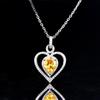 Collar de Cadena para Clavícula de Tesoro de Color con Colgante de Corazón de Amor de Diamante Amarillo Explosiones de Venta Caliente en Vivo Lujo Europeo y Americano Cristal Rosa Collar con Forma de Corazón