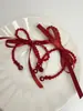 Pendientes de tela roja de Año Nuevo lazo Borla de cristal pendientes largos elegantes Corea del Sur Pendientes blancos de moda en internet para mujer