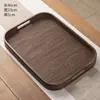Bandeja de té casera para teteras, tazas de té, frutas, plato de postre de alta gama, posavasos tejido de bambú con asa octogonal