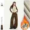 26 Jeans Nuevos de Moda para Mujer Sueltos Adelgazantes Pierna Ancha Estilo Americano Con Terciopelo Estampado de Leopardo Chica Popular Soporte Dropshipping