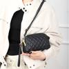 Bolsa Feminina de Couro Genuíno 2026 Nova Moda Clutch com Padrão de Diamante em Relevo Zíper Bolsa Pequena Couro de Vaca de Primeira Camada Bolsa de Ombro Transversal