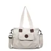 Bolsa Transversal Estilo Artístico Color Block de Veludo Bolsa de Ombro Tote Estudante Bolsa de Mão para o Dia a Dia Simples Grande Capacidade