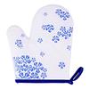 Guantes de Microondas de Tela de Flores Zan Nueve Cortos de Algodón Silicona Aislantes de Calor Guantes Aislantes de Calor para Horno Engrosados
