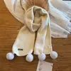Cachecol longo casual infantil de quatro bolas combinado com cachecol de lã tricotado infantil para meninos e meninas, aquecedor de pescoço de bebê quente de inverno com pompom