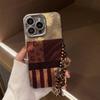 Funda de Teléfono Apple 16 de Gama Alta Adecuada para iPhone 17, 18 Pro Max, con Pulsera de Estampado de Leopardo, Diseño Retro Brillante para iPhone 13