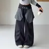 Pantalones casuales para niña con bajo acampanado, adecuados para primavera y otoño, pantalones anchos de retazos de moda para niños, pantalones modernos para niñas mayores