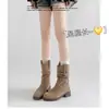 Botines cortos para mujer, tacón grueso, a media pantorrilla, botas de tacón de bloque, estilo retro nuevo, otoño, Melard, Botas vaqueras occidentales, Botas Martin