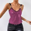 Vestuário feminino transfronteiriço: Camisola sexy metálica com lantejoulas, costas abertas, estilo europeu e americano, comércio exterior feminino, atacado Amazon