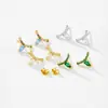 Europa y Estados Unidos Plata de ley S925 luna tipo pera blanco verde arcoíris pendientes exquisitos multicolor Amazon explosiones compra