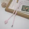 Llavero de Cuerda Tejida con Cuentas de Bloques de Color de Moda Nuevo Cordón Colgante Versátil para Bolso Mochila de Estudiante Adorno