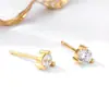 Pendientes Redondos de Circonita con Tres Garras Estilo Coreano para Mujer, Pendientes Mini Simples de Moda, Pendientes y Pequeños Accesorios de Temperamento al por Mayor